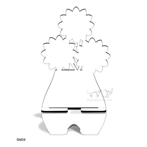 چاپ بر روی استند موبایل MDF طرح گل مدل SM04