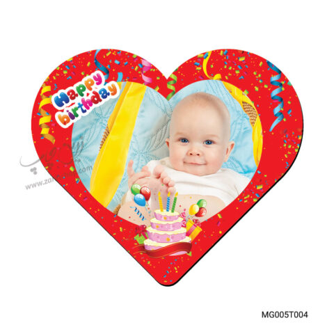 مگنت MDF قلبی تولد طرح MG005T004