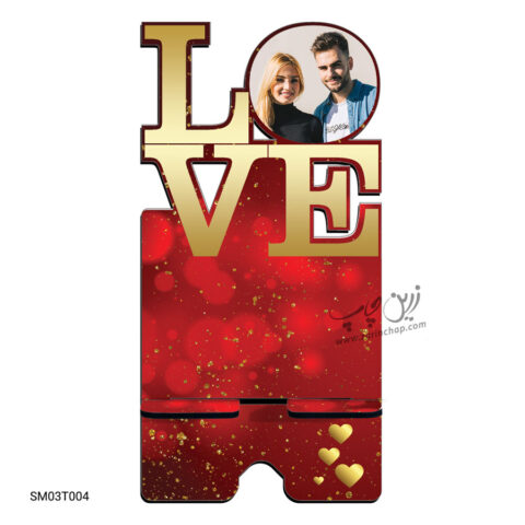 استند موبایل MDF طرح LOVE مدل SM03T004